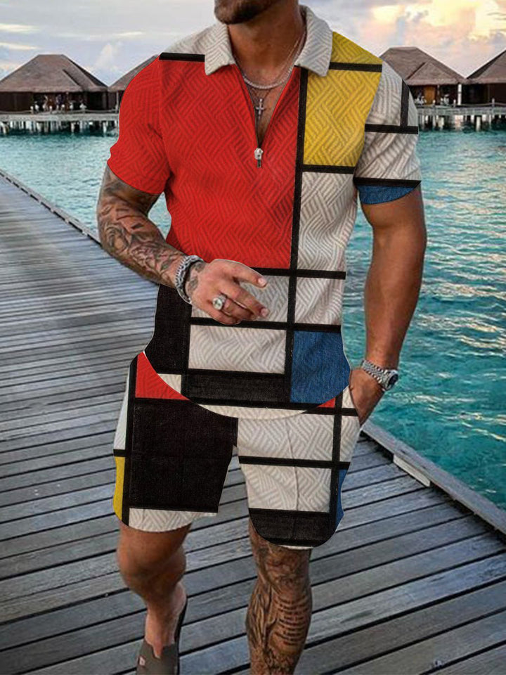 Herre Modern Graphic Print Kort Sæt Stilla