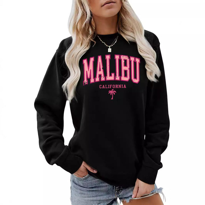 Dame sweatshirt med livligt Malibu-tryk og afslappet pasform Stilla