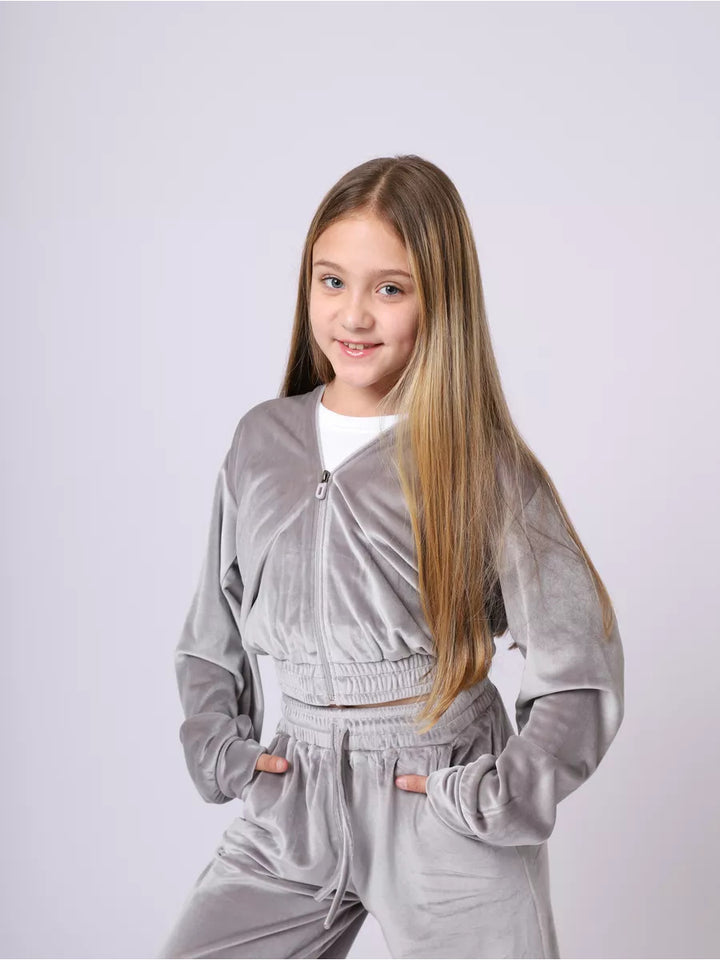 Kvinders Velour Sweat Suit med Hætte og Elastisk Livlinje Skovae