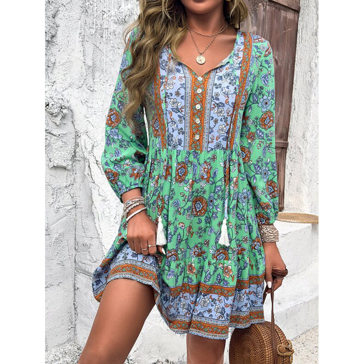 Dame Sommerlig Boho Kjole med dekorative detaljer Stilla