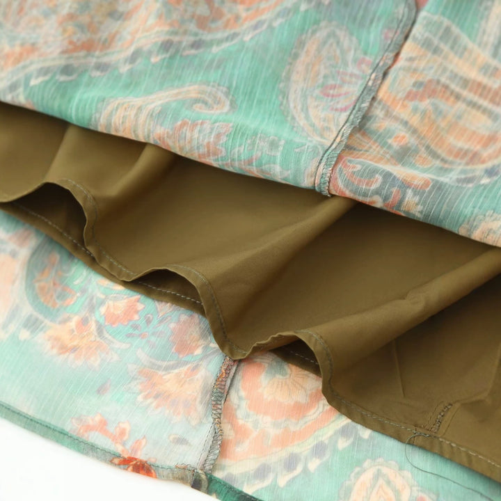 Dame Maxiskørt i elegant paisley-mønster med elastisk linning Skovae
