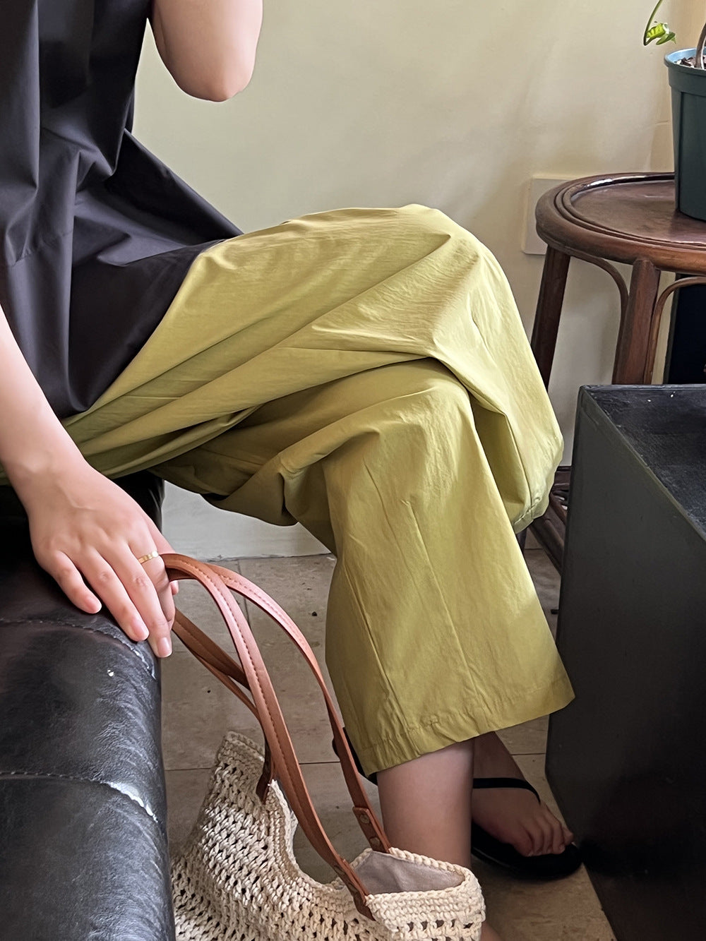 Dame vidde Palazzo-bukser med elastisk talje og sidelommer Stilla