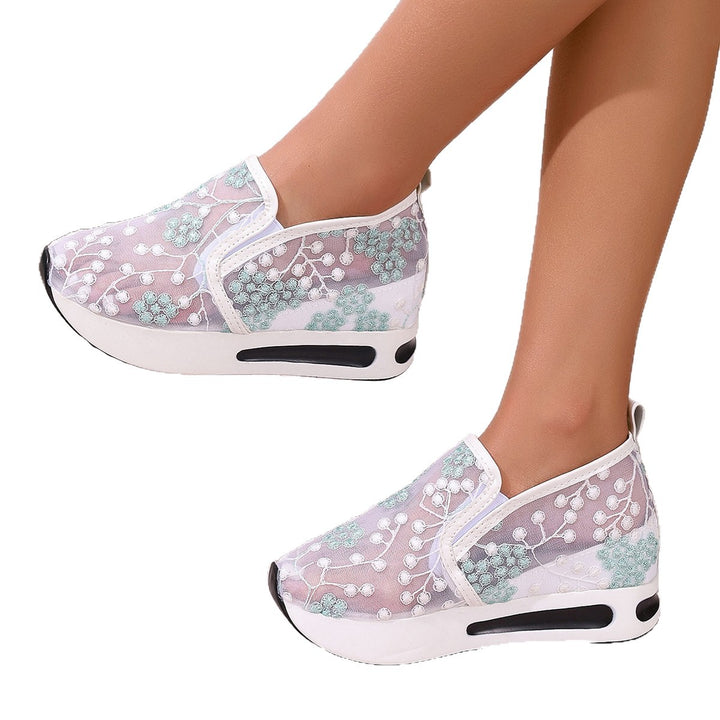 Dame Slip-On Sneakers med floral broderi og komfortabelt dæmpningssystem Stilla