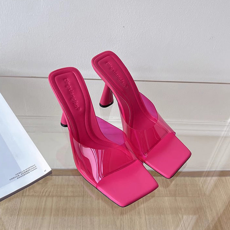 Dame Slingback Sandaler med transparent overmateriale og elegant blokhæle Stilla