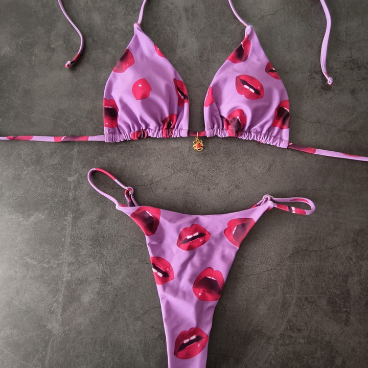 Dame bikini-sæt med justerbar trekantstop og højt skåret hoftebånd Skovae