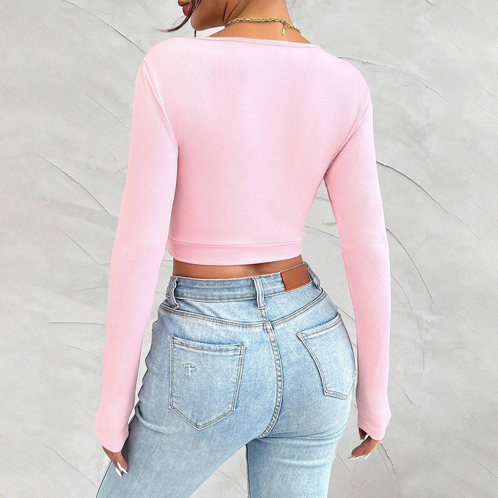 Kvinders langærmet crop top med ruching Stilla
