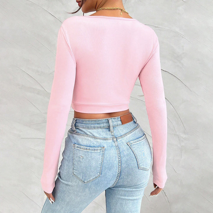 Kvinders langærmet crop top med ruching Stilla