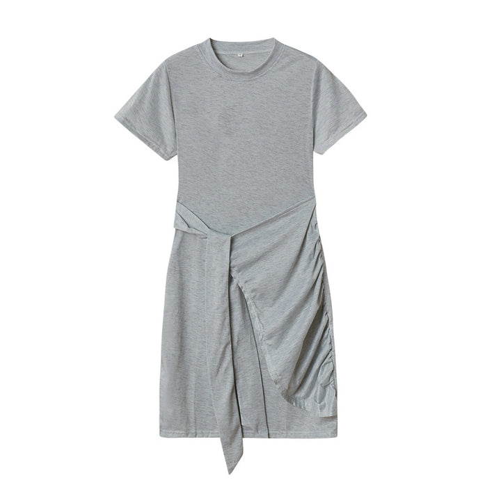 Dame Fritids Draperet T-Shirt Kjole Stilla