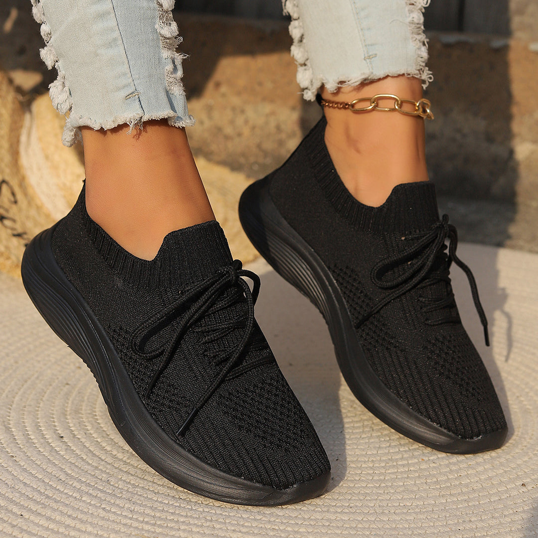 Dame Åndbare Sneakers med elastisk Strik-Overmateriale og skridsikker Sål Stilla