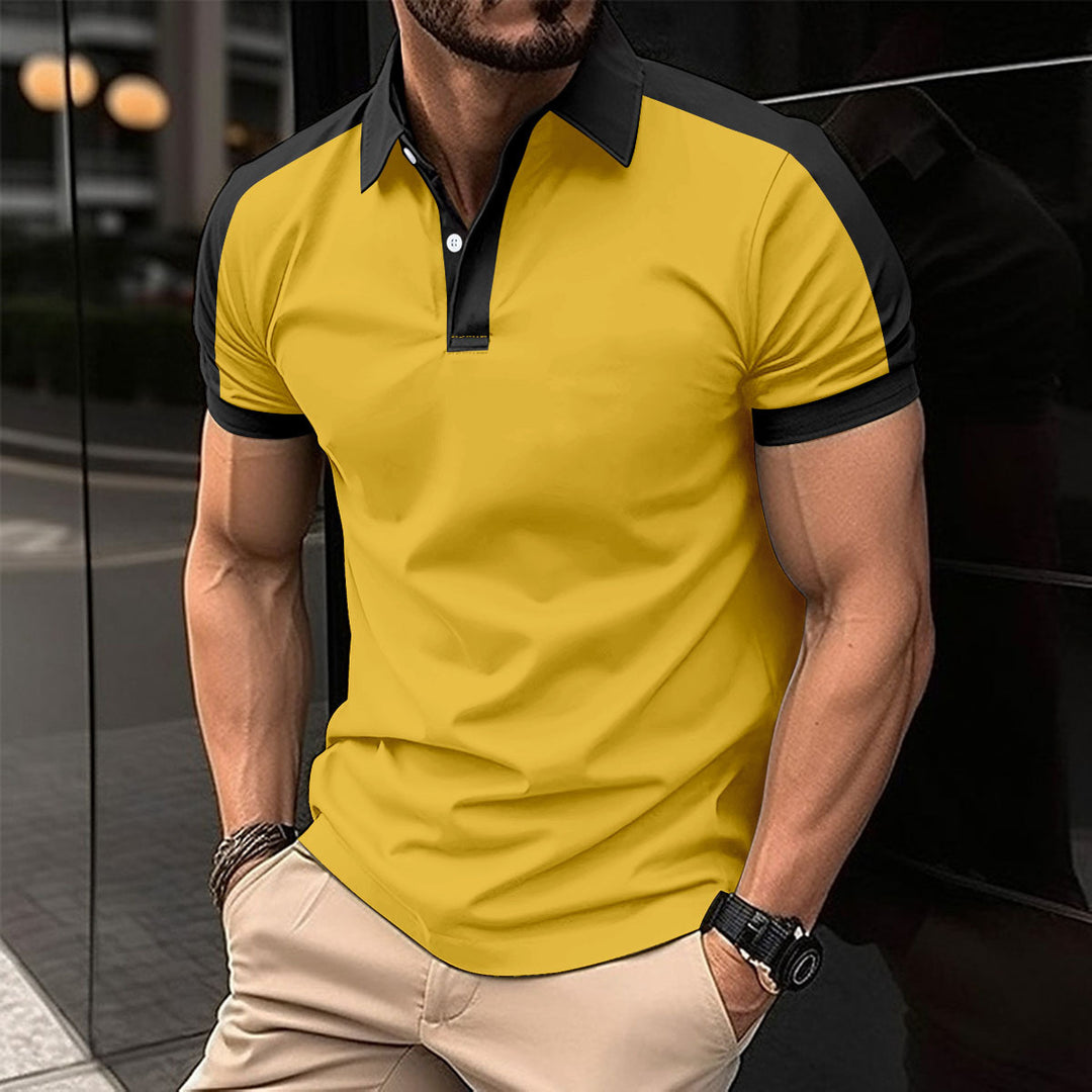 Herrer sporty kortærmet polo med åndbare indsatser og moderne ståkrave Stilla