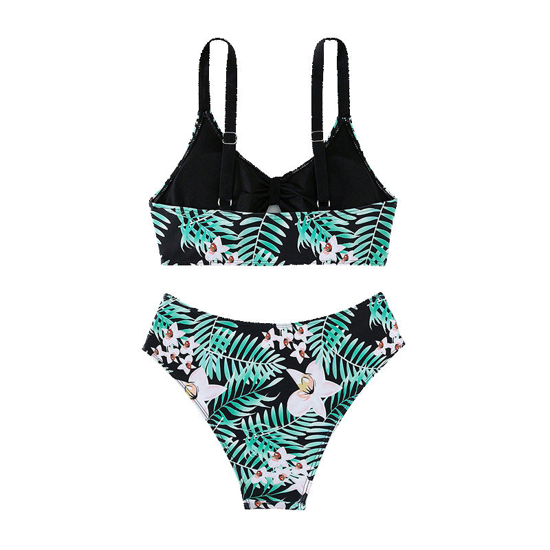 Dame to-delt bikini sæt med blomstret design og justerbare stropper Skovae