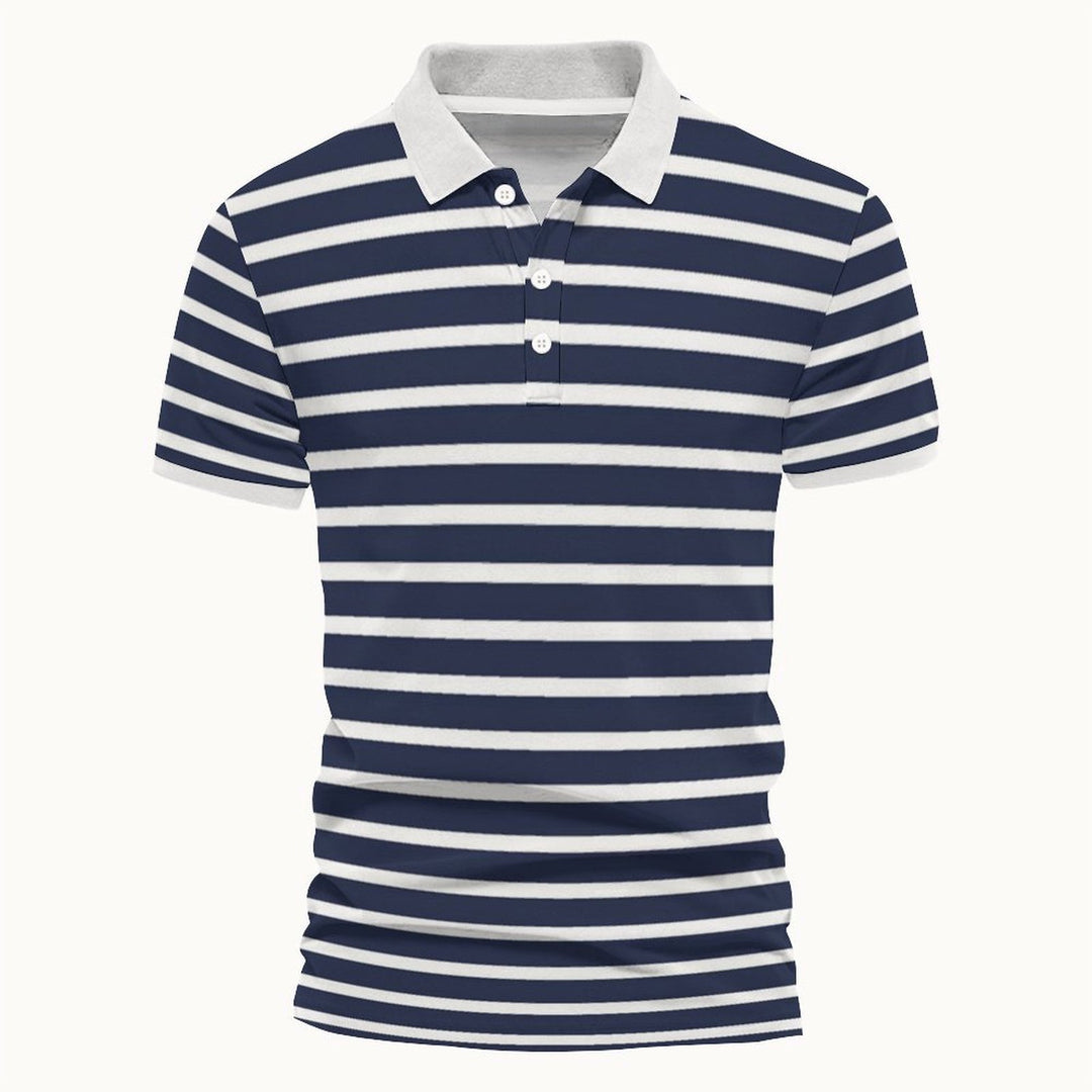 Herrer Poloshirt med moderne stribemønster i åndbart bomuld Stilla