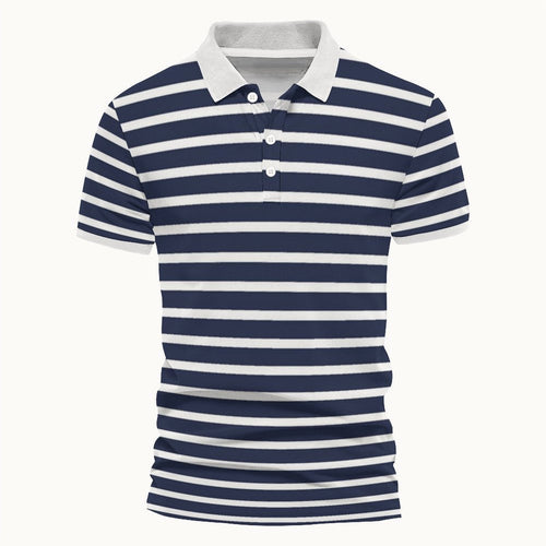 Herrer Poloshirt med moderne stribemønster i åndbart bomuld Stilla