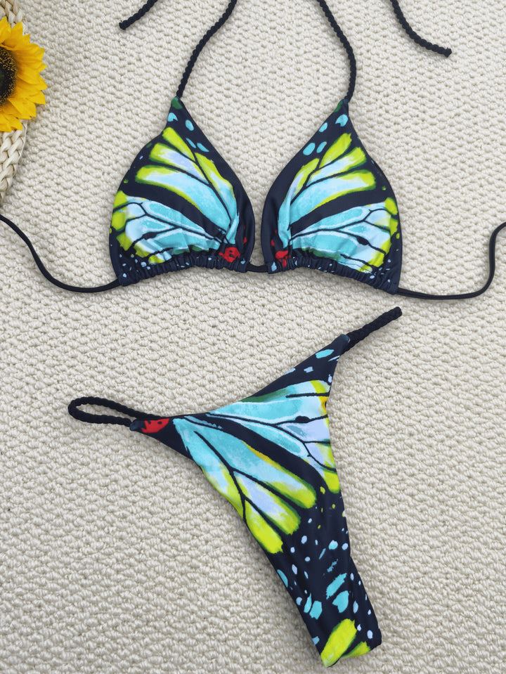 Dame bikini-sæt med trendy sommerfugledesign og justerbare bånd Skovae