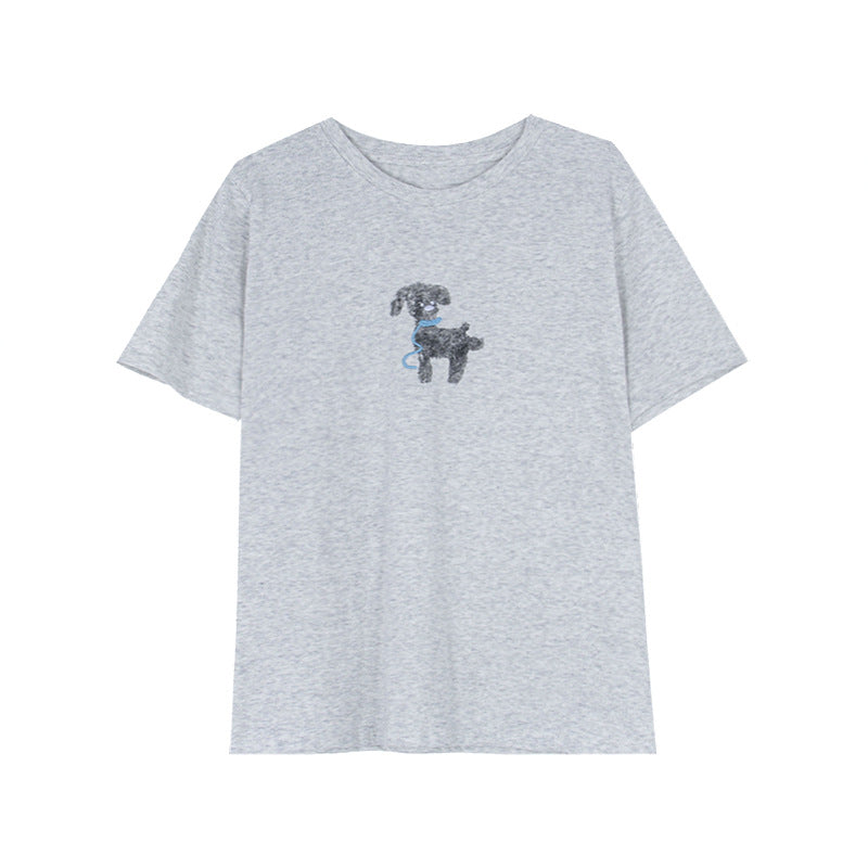 Dame T-shirt med kreativt dyremotiv og afslappet snit Stilla