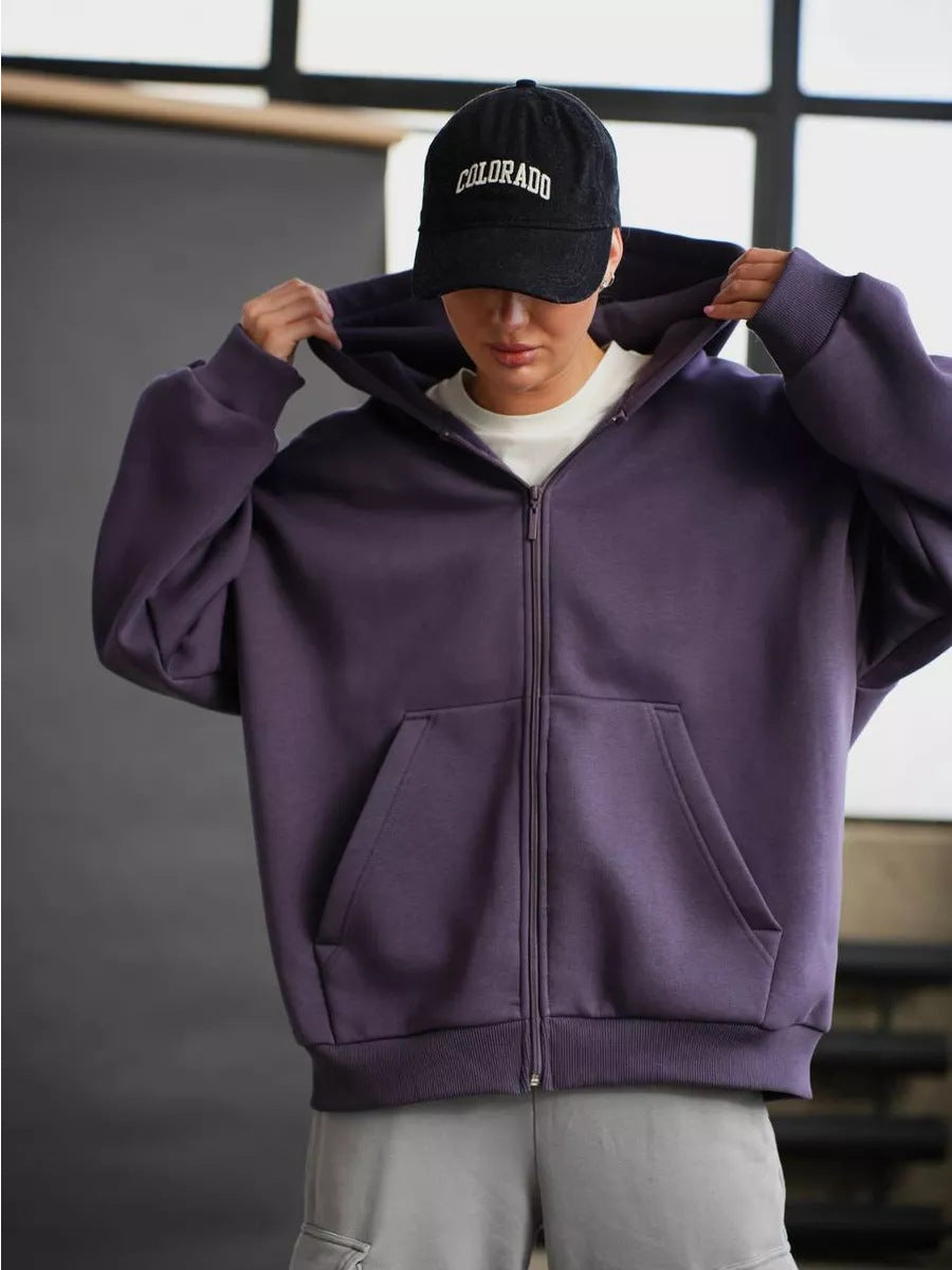 Kvinders oversized zip-up hættetrøje med store lommer Skovae