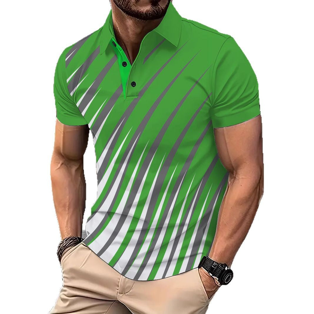 Herre Poloshirt med moderne dynamisk stribedesign og åndbare egenskaber Stilla