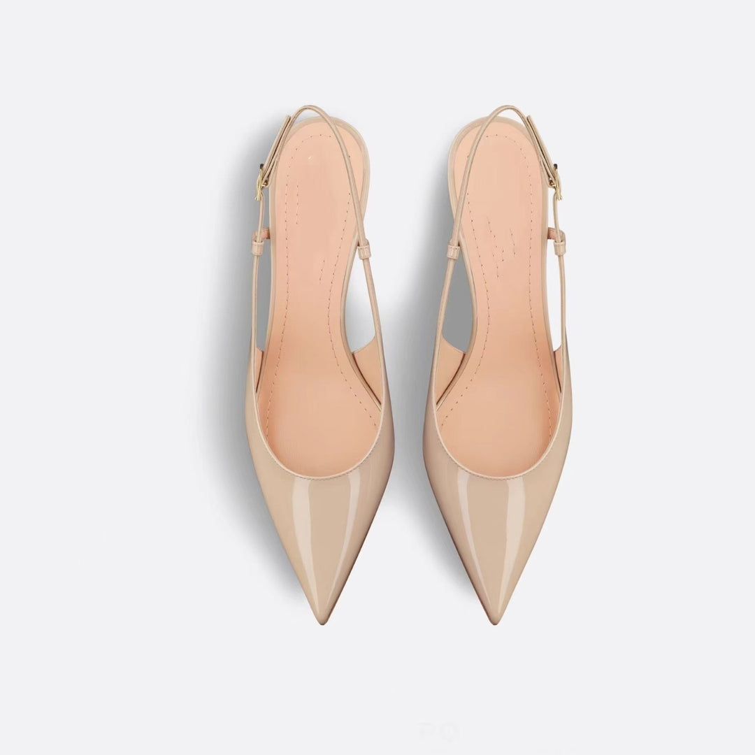 Dame Slingback hæl sko med unikt skulpturelt hældesign Stilla