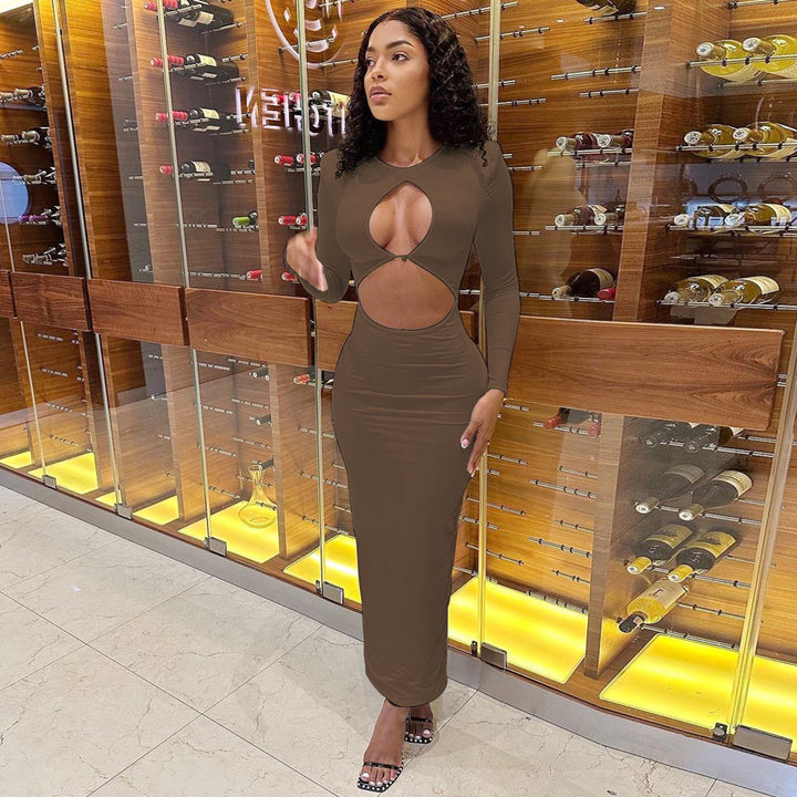 Dame Elegant Maxikjole med transparente indsatser og innovativt cut-out-design Stilla