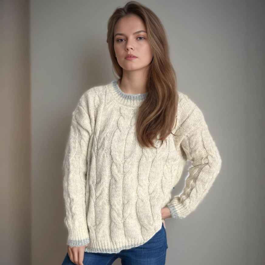 Dame chunky striktrøje med kabeldesign og generøs drapering Stilla