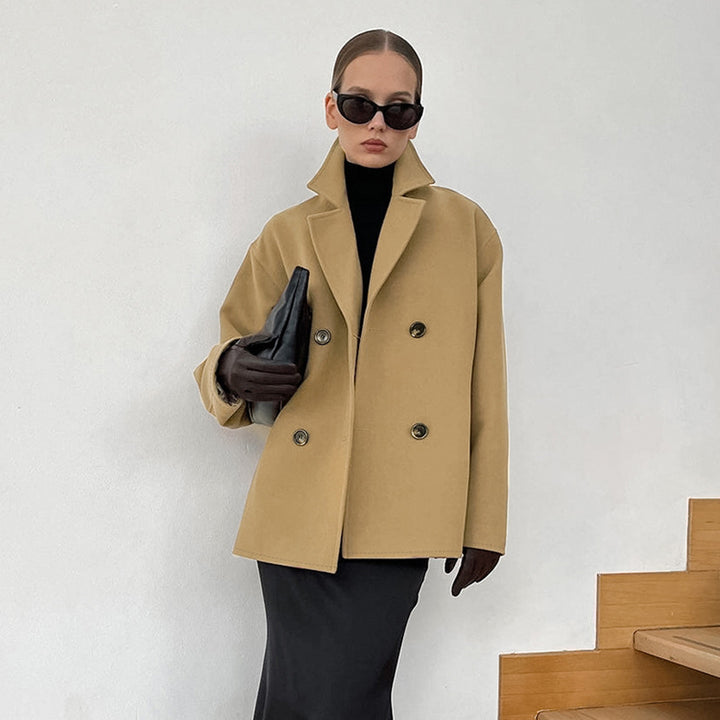 Dame Dobbelt-frontet Oversized Jakke med elegant Snit Stilla