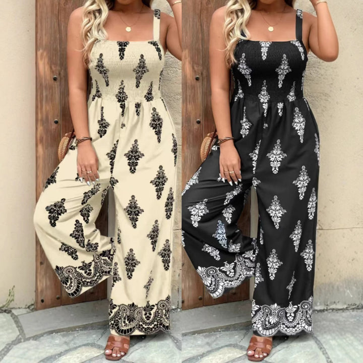 Dame jumpsuit med elegant blomstret design og bredt ben Stilla