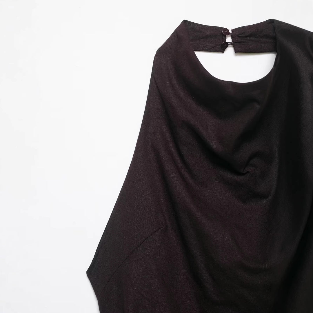 Dame asymmetrisk top med elegant drapering Skovae
