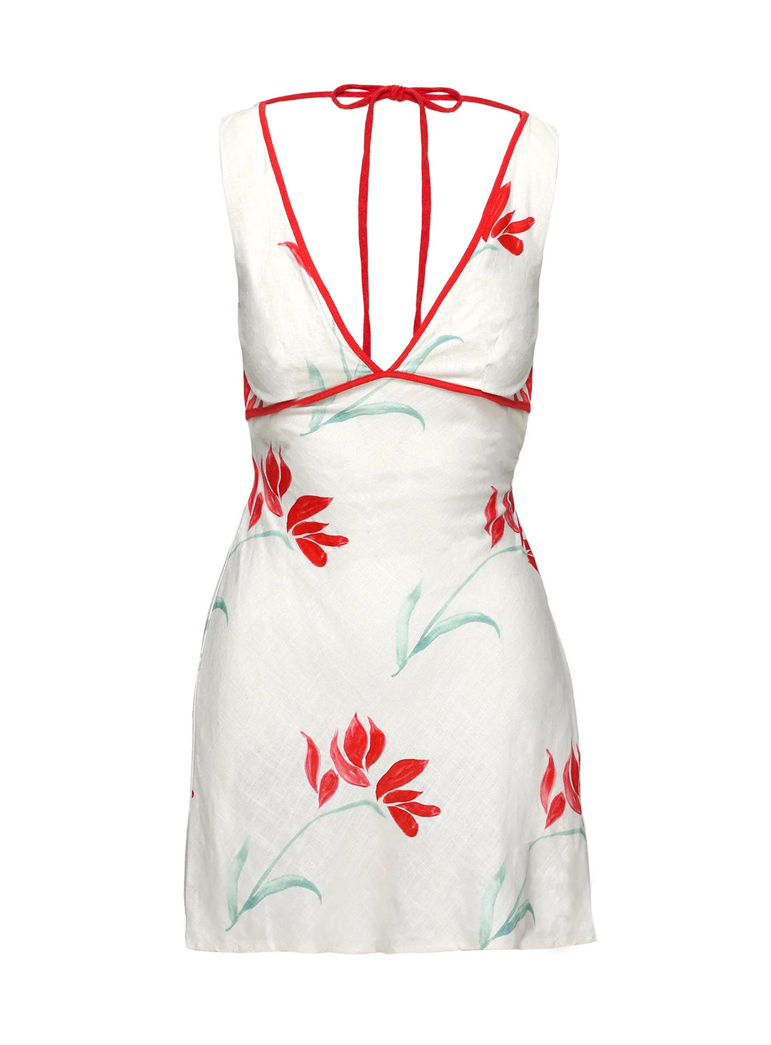 Dame let sommerkjole med justerbare rygsnore og florale accenter Stilla