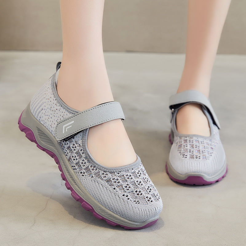 Femme Justerbare Stropper Slip-On Sportsko med åndbart Strikdesign Stilla
