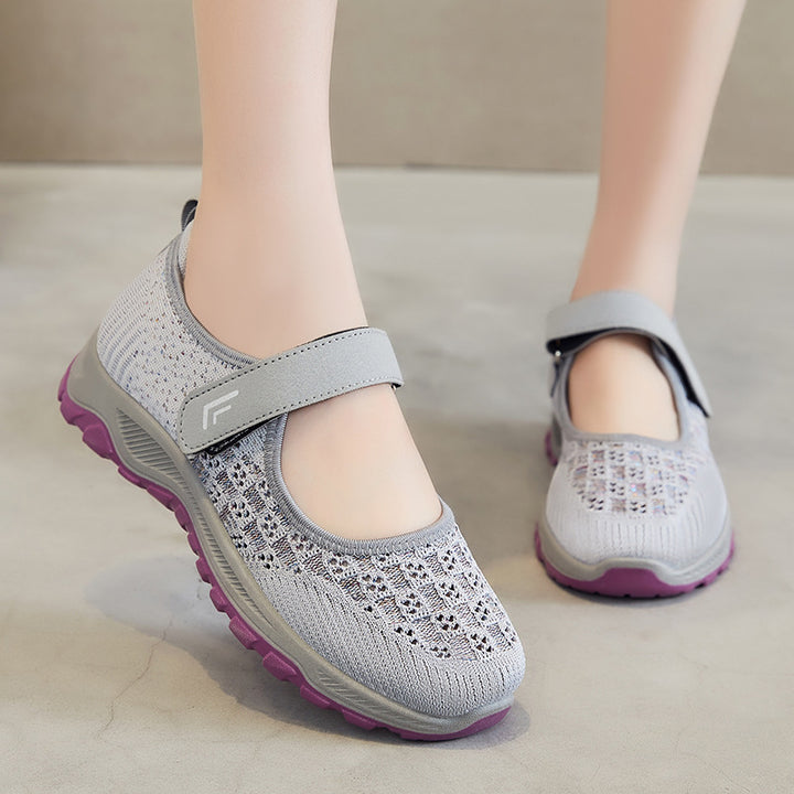 Femme Justerbare Stropper Slip-On Sportsko med åndbart Strikdesign Stilla
