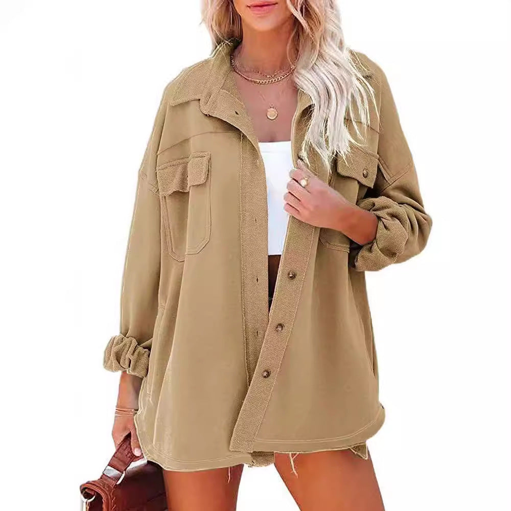 Kvinders casual oversized skjortejakke med praktiske lommer og moderne snit Stilla