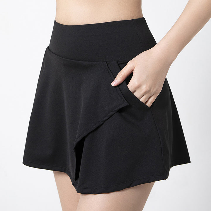 Dame Sporty Wrap Kort Skørt med Integrerede Short Stilla