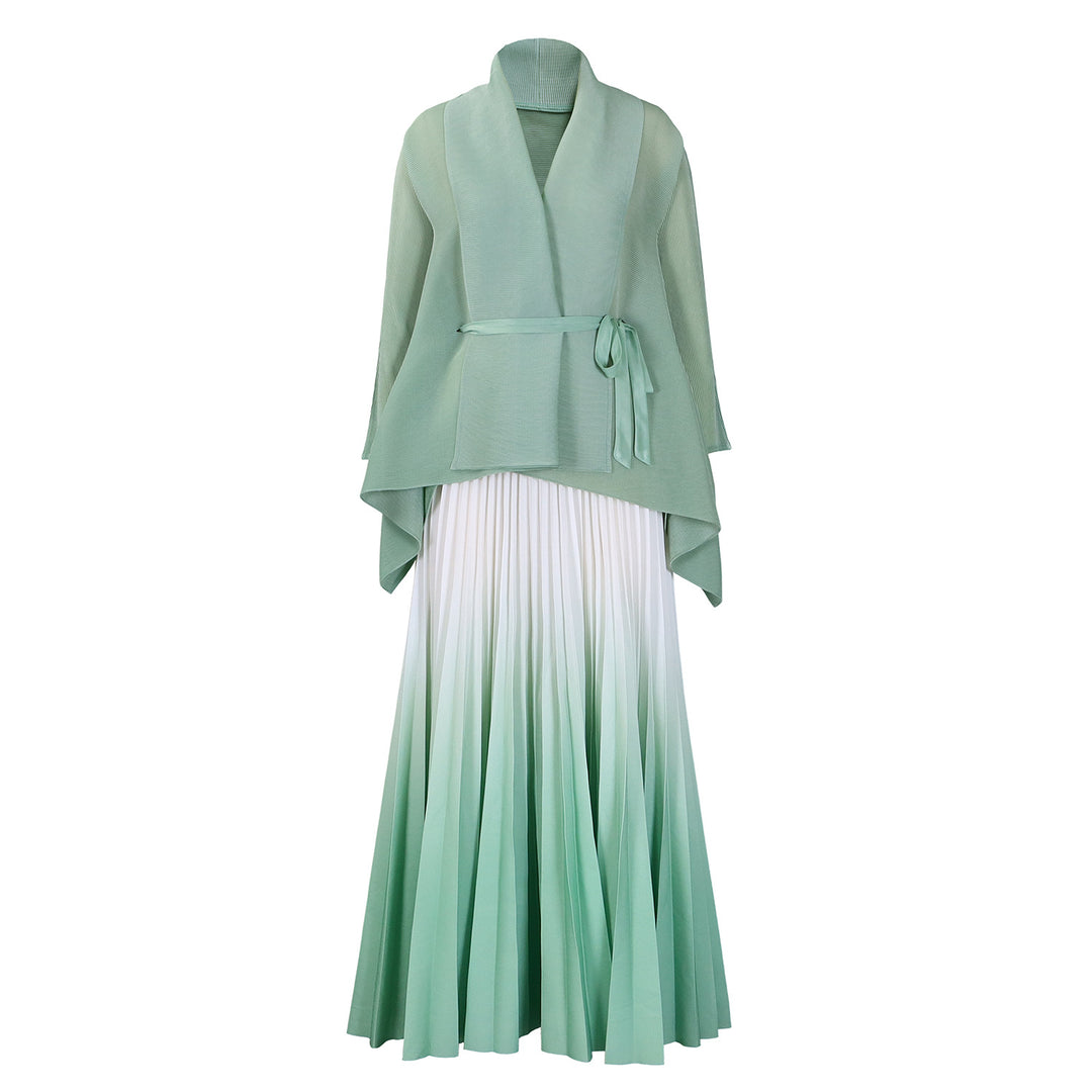 Dame Plisseret Kjole med asymmetrisk Overdel og elegant Wrap-Design Stilla