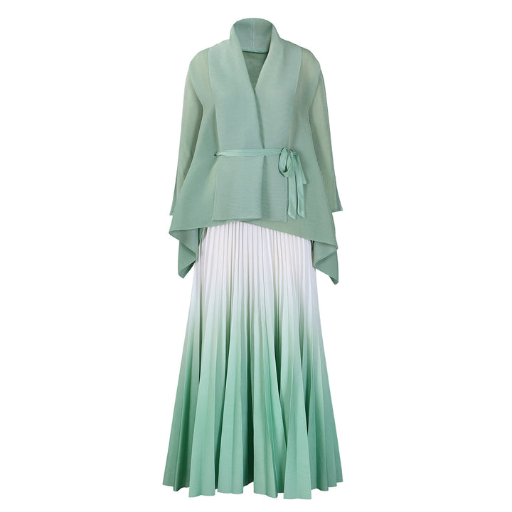 Dame Plisseret Kjole med asymmetrisk Overdel og elegant Wrap-Design Stilla