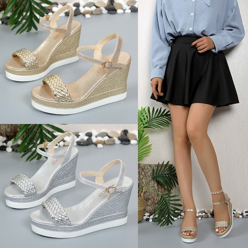 Dame Wedge-sandaler med elegant flet Stilla