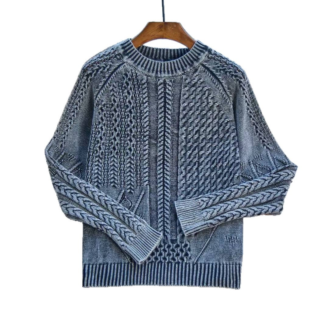 Kvindes fashionable sweater med tekstureret kabeldesign og rund halsudskæring Stilla