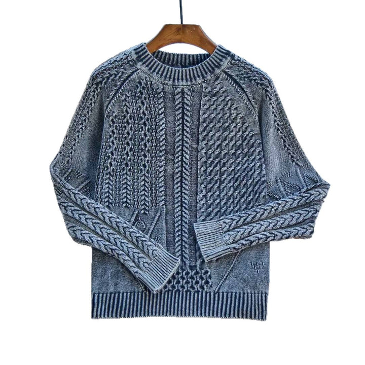 Kvindes fashionable sweater med tekstureret kabeldesign og rund halsudskæring Stilla