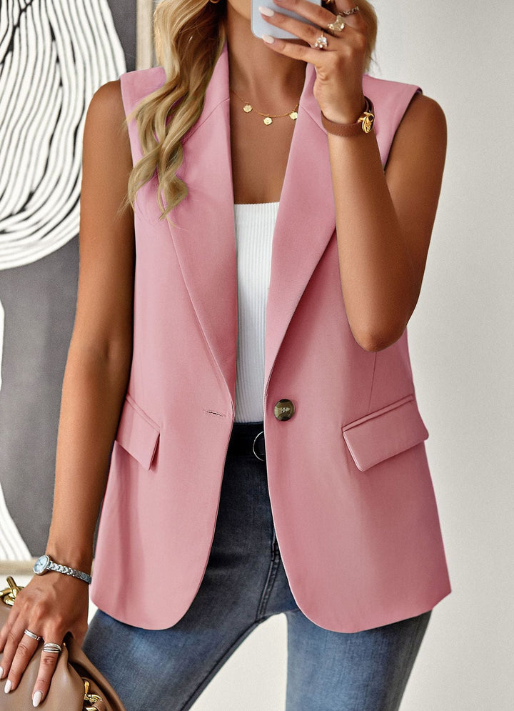 Dame Casual Blazer Uden Ærmer med Taljeret Snit og Elegante Lommer Skovae