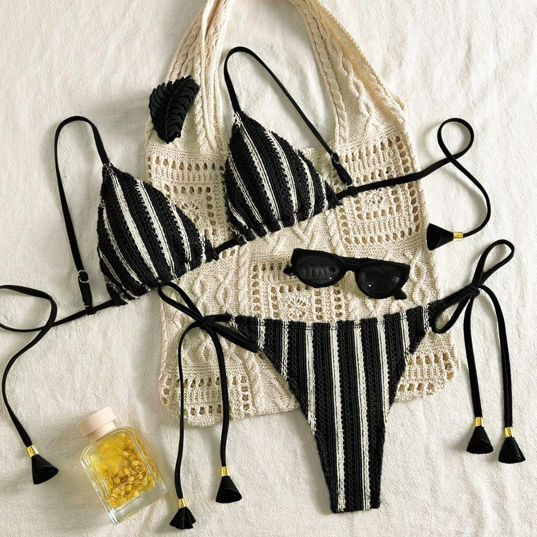 Dame Strappy Bikinisæt med justerbare stropper Skovae