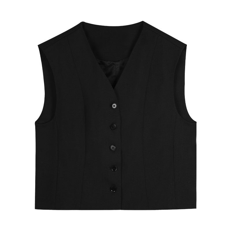 Dame elegant vest med fin knaplukning og figursyet pasform Stilla