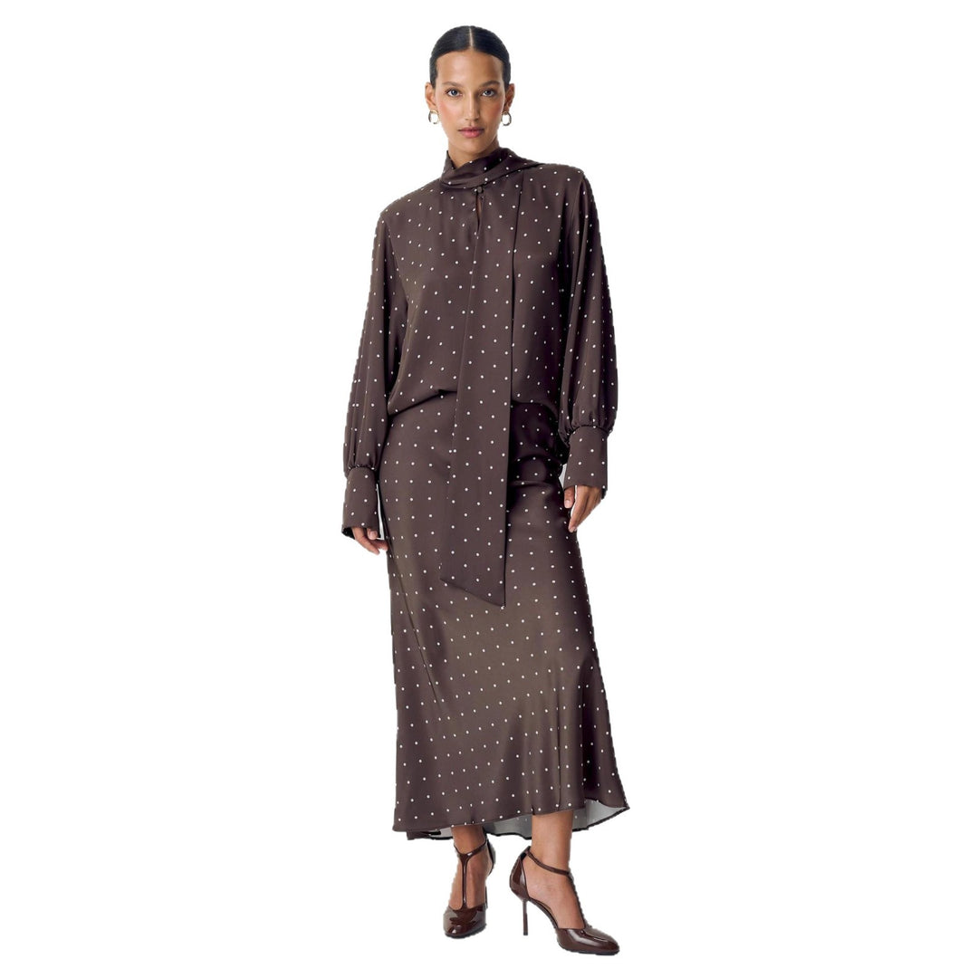 Damer elegant bluse med blonder detaljer og sløjfe krave Stilla