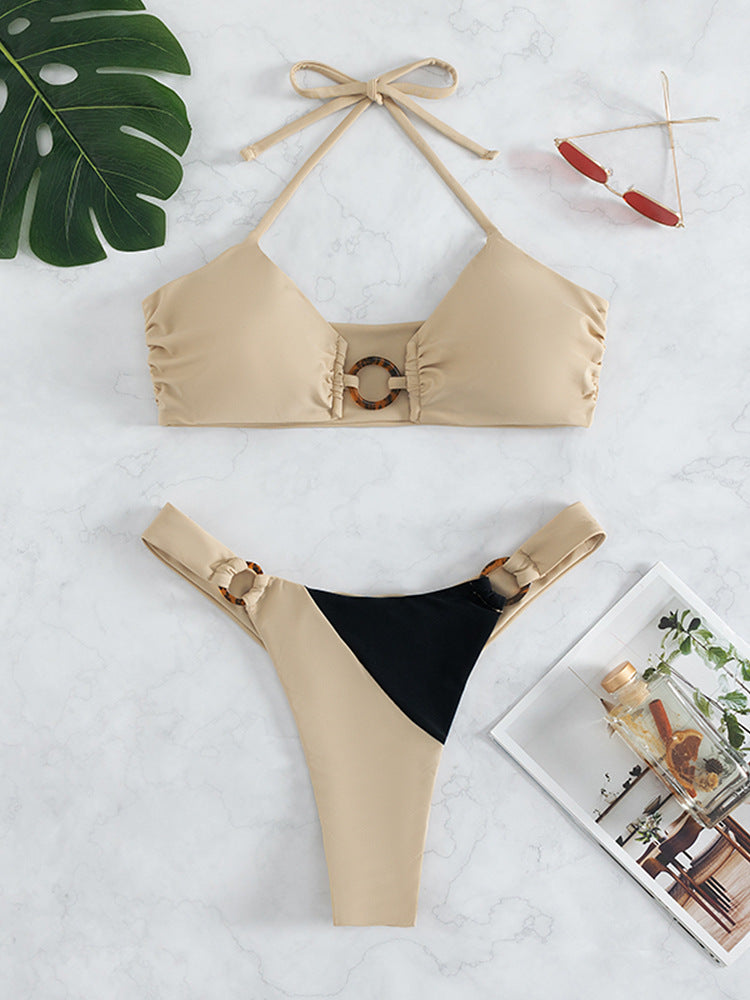 Dame bikini-sæt med raffineret snøring design og asymmetrisk stropdetaljer Stilla