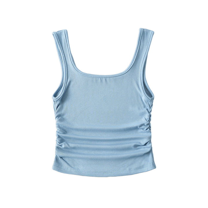 Dame Tanktop med raffinerede ruffles detaljer og elastisk snit Stilla