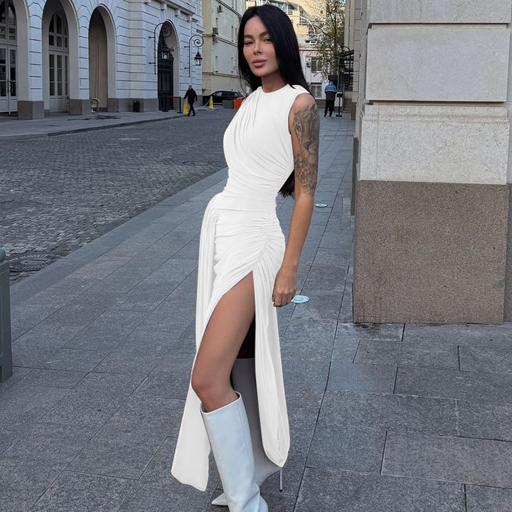 Dame Maxi Kjole med asymmetrisk snit og raffinerede draperinger Stilla