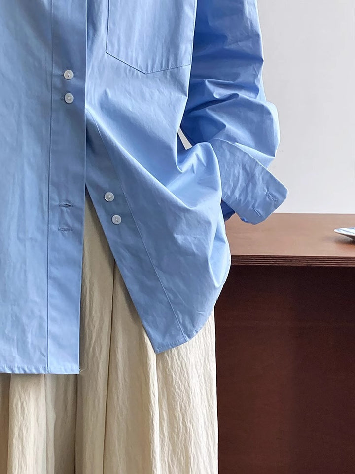 Dame løs bomuldsbluse med oversized pasform og elegante detaljer Stilla