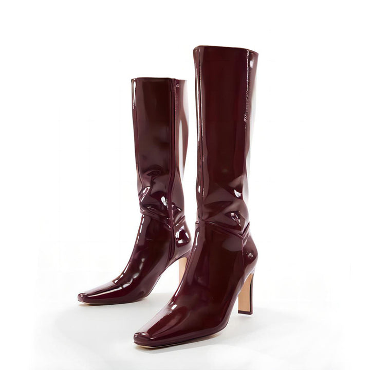 Femme Sleek Patent Over-knæet Stiletto Støvler Stilla