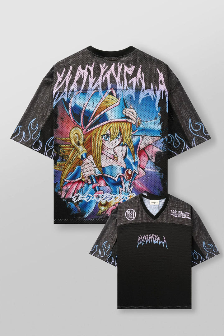 Unisex nan åndbart net-jersy med stort anime-print og V-udskæring Skovae