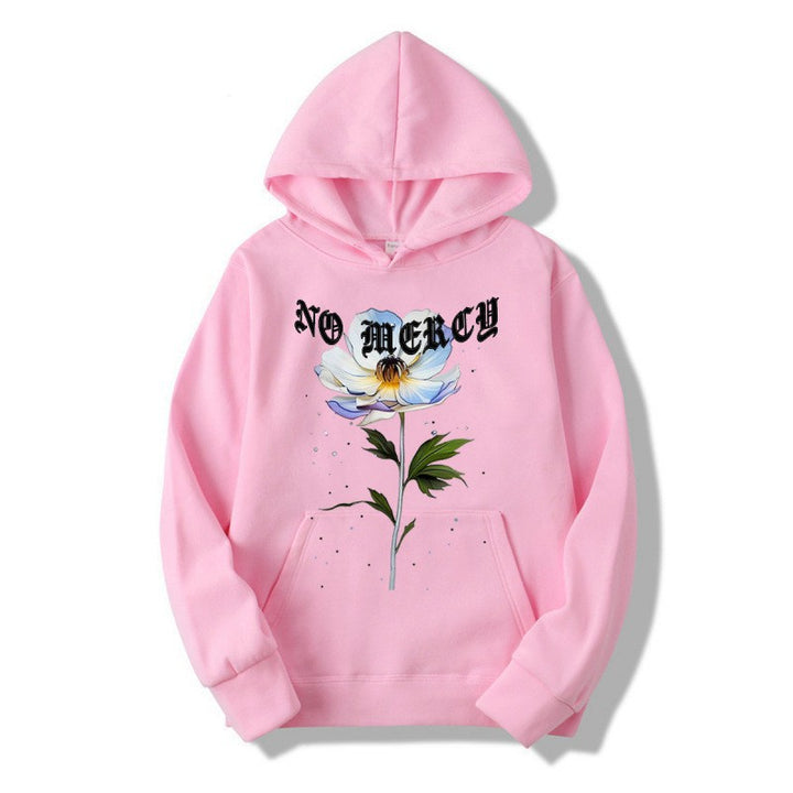 Kvinders hoodie med blomsterprint og fremtrædende tryk Skovae