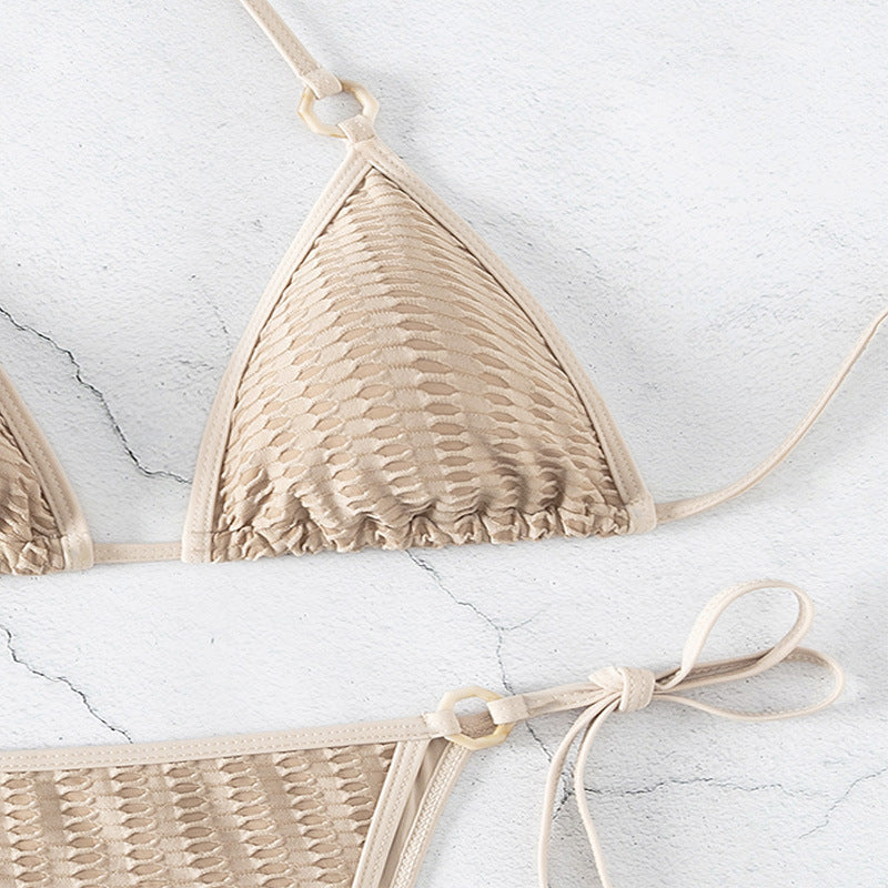 Dame Triangel-Bikini med elegant fletmønster og justerbare stropper Stilla