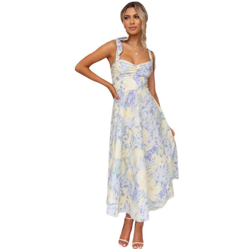 Dame Floral Print A-Linie Midi Kjole Stilla